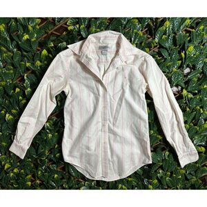 Brooks Brothers 100% Cotton White Pink Striped Button Up Longsleeve Sz 2